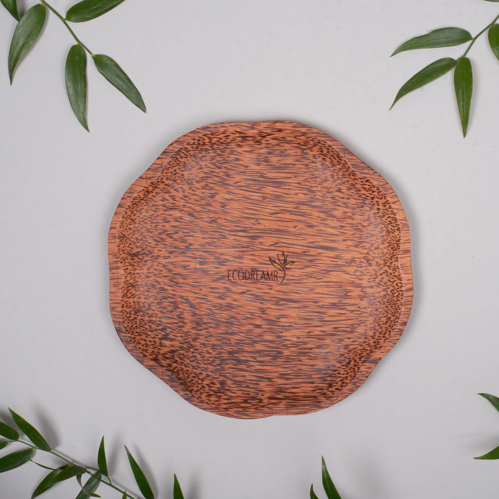 Assiette en bois de cocotier - fleur